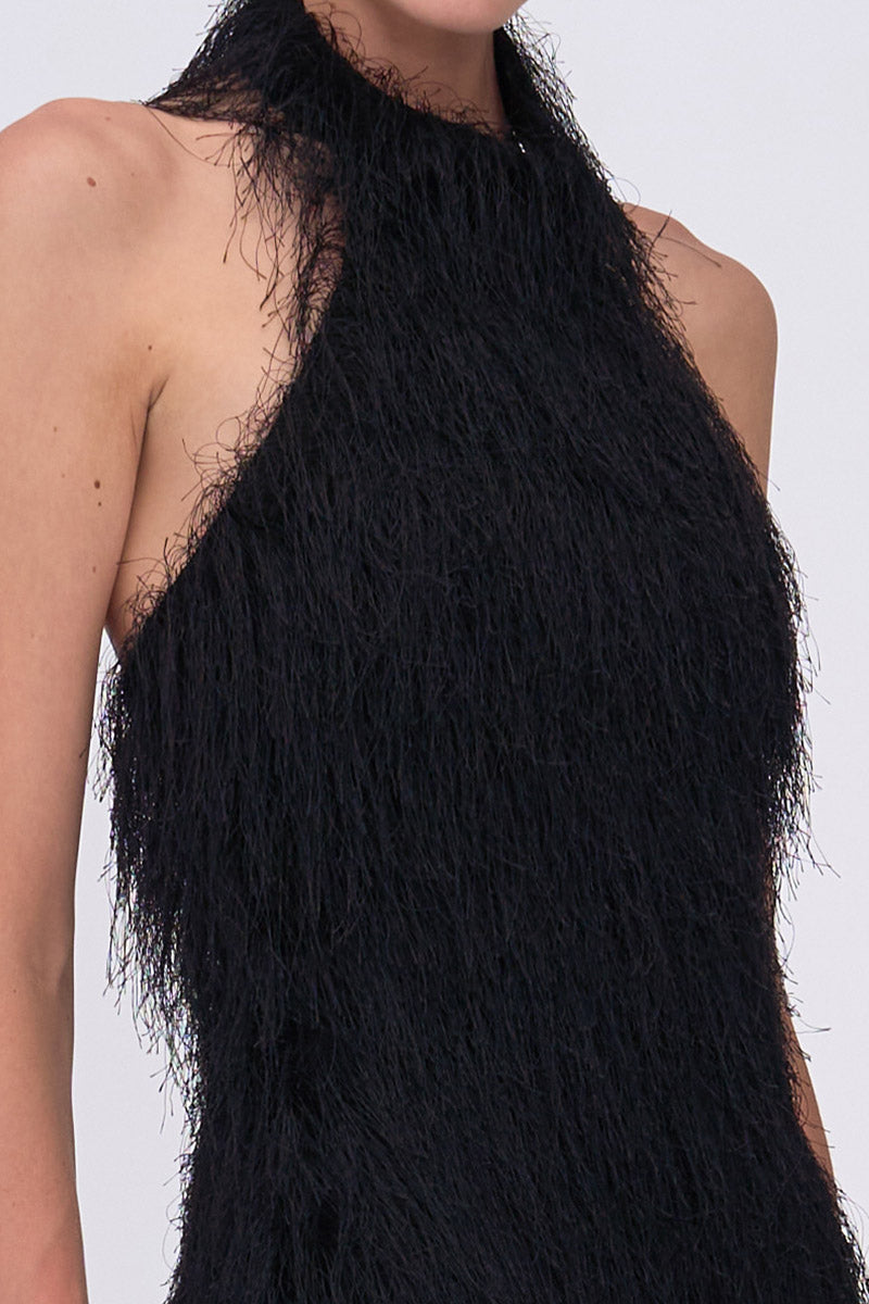 Mila Fringe Halter Neck Mini Dress