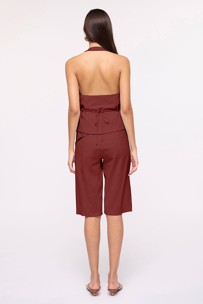 Nicole Halter Vest With Ties - Chocolate