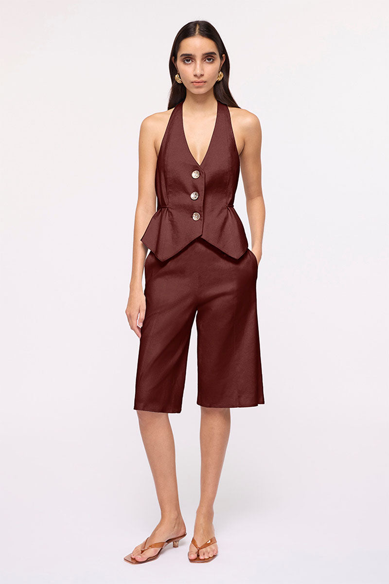 Nicole Halter Vest With Ties - Chocolate
