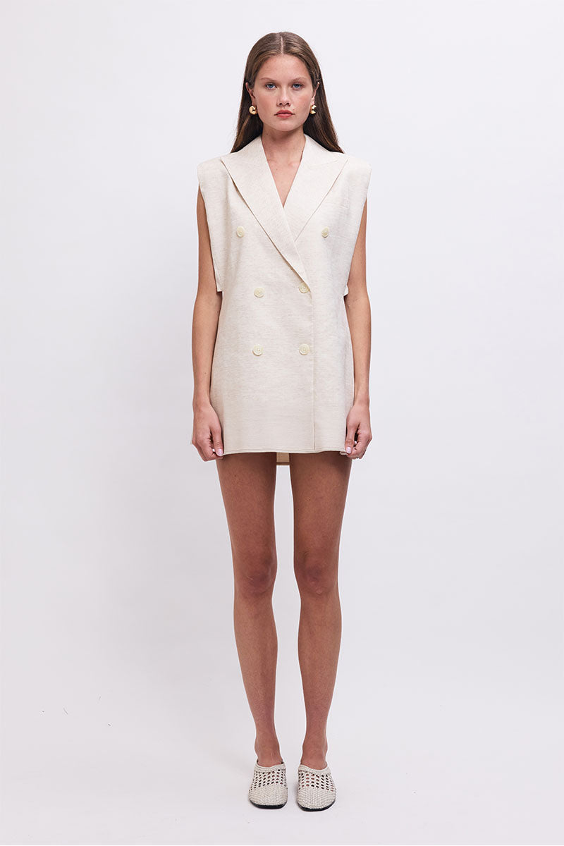 Nicole Sleeveless Blazer - Ecru