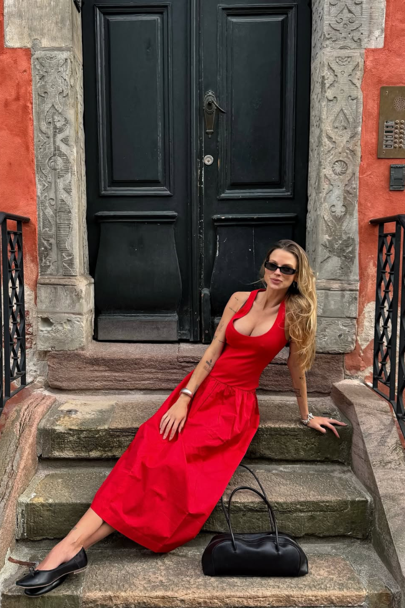 Naples Dropwaist Midi Dress - Red