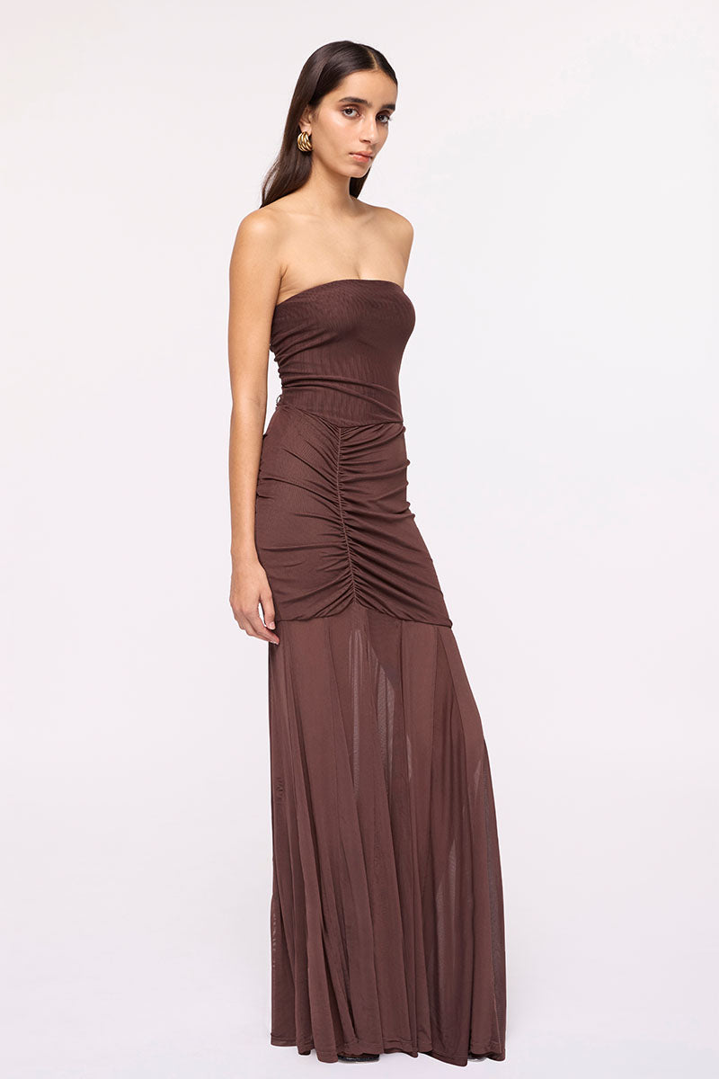 Phoenix Bustier Maxi Dress-Chocolate