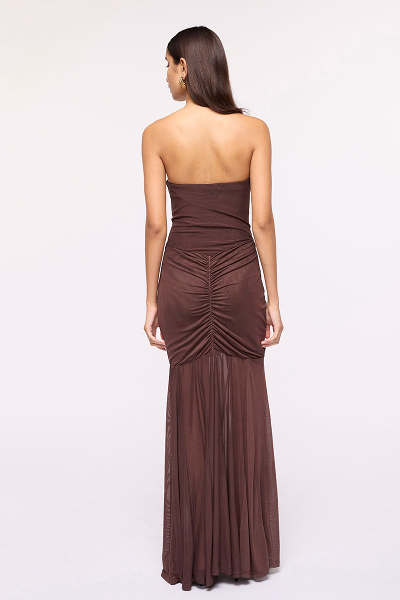 Phoenix Bustier Maxi Dress-Chocolate