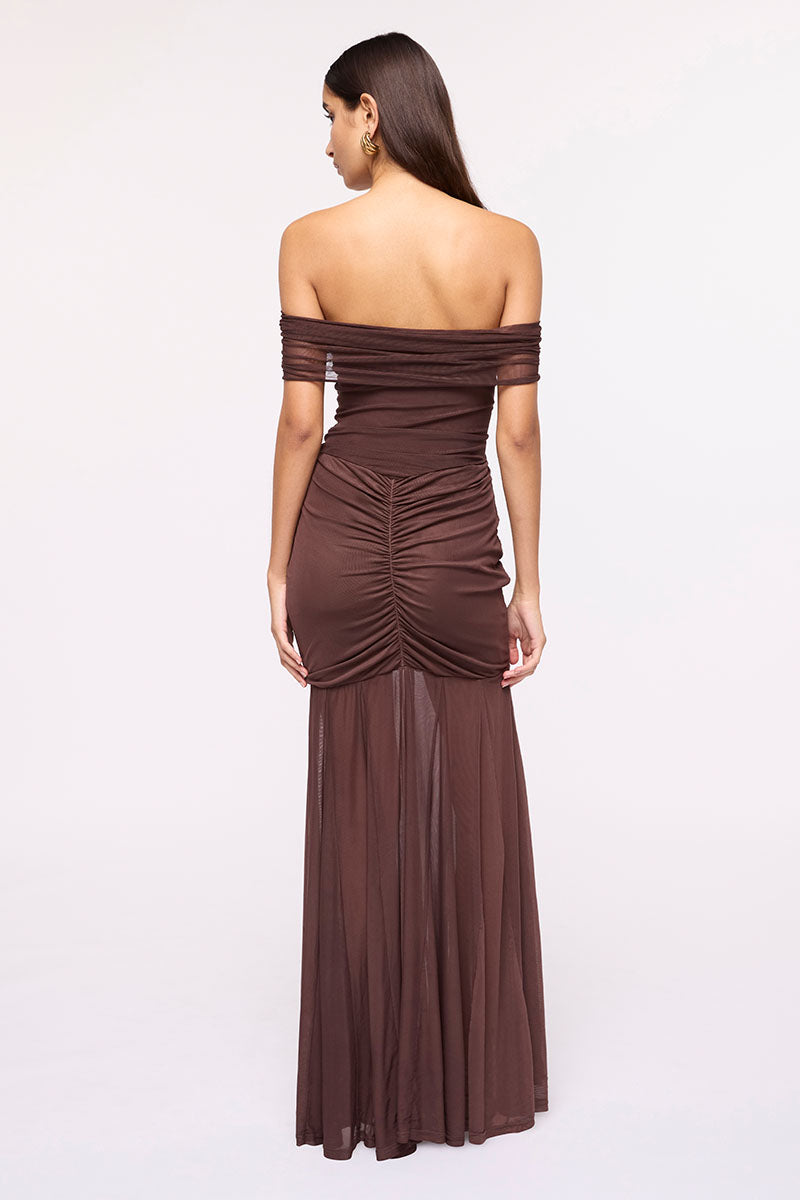Phoenix Bustier Maxi Dress-Chocolate