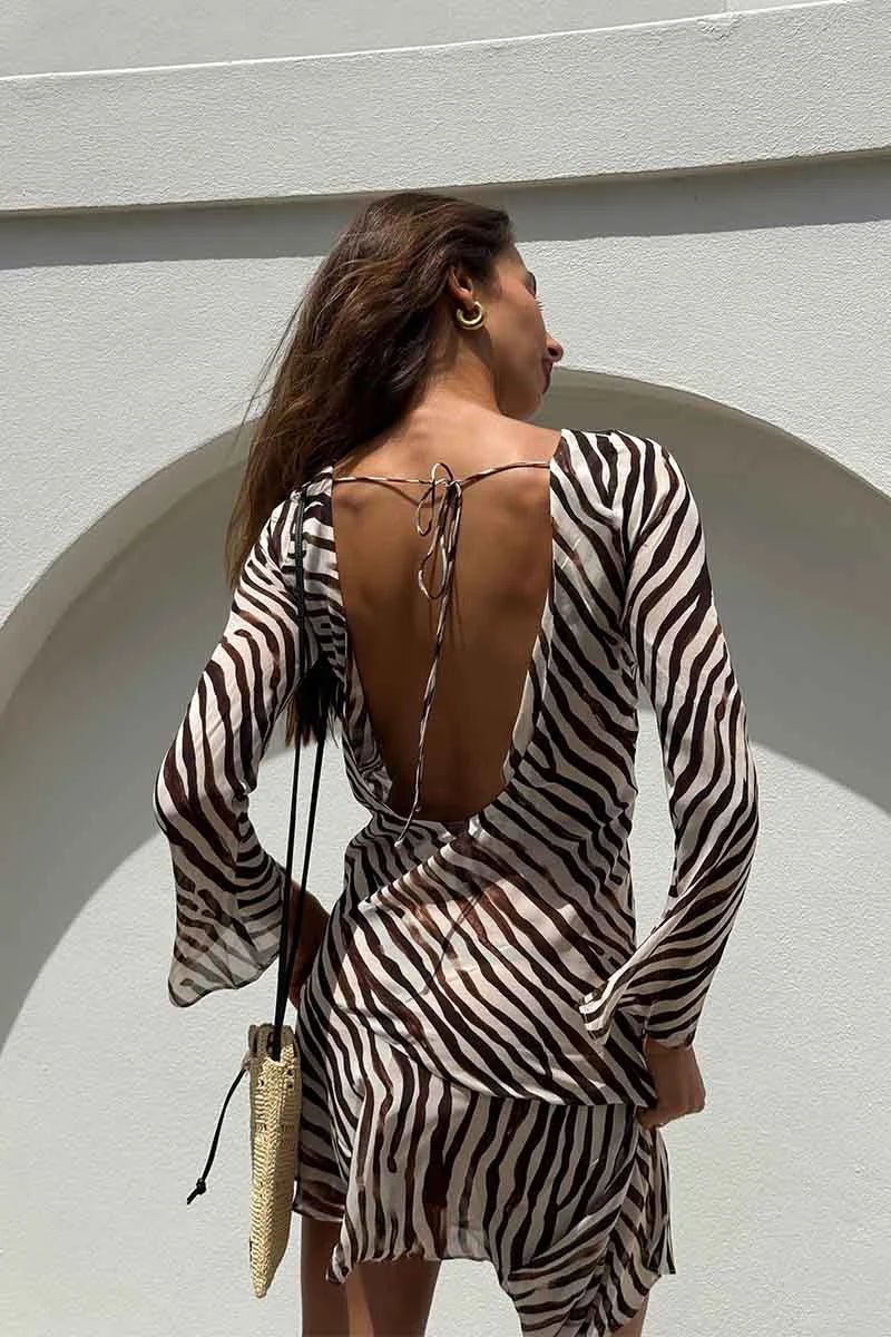 Gigi Zebra Long Sleeve Mini Dress – SUBOO AU