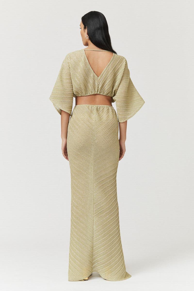 Stevie Cross Over Midi Dress Gold / XS - Pre Order / US Stevie Cross Over Midi Dress Gold / XS - Pre Order / US