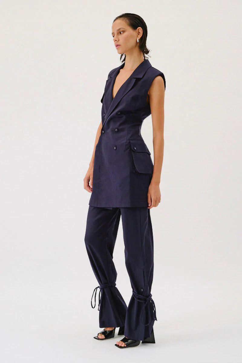 Quartz Relaxed Pant With Ties - Navy