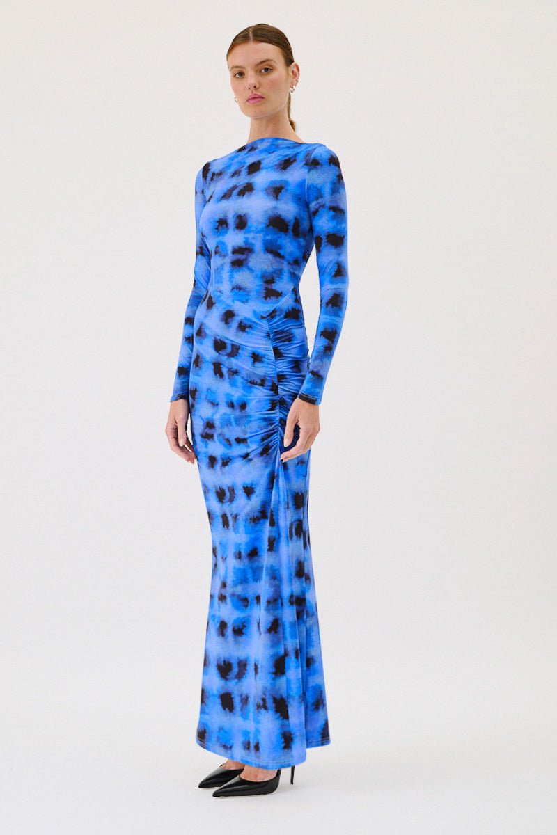 Suboo Shibori Long Sleeve Rouched Dress In Print, Size XS Suboo Shibori Long Sleeve Rouched Dress In Print, Size XS