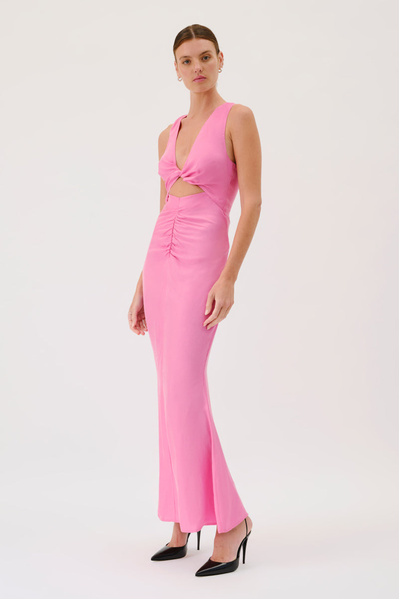 Jasper Sleeveless Twist Front Maxi Dress - Pink
