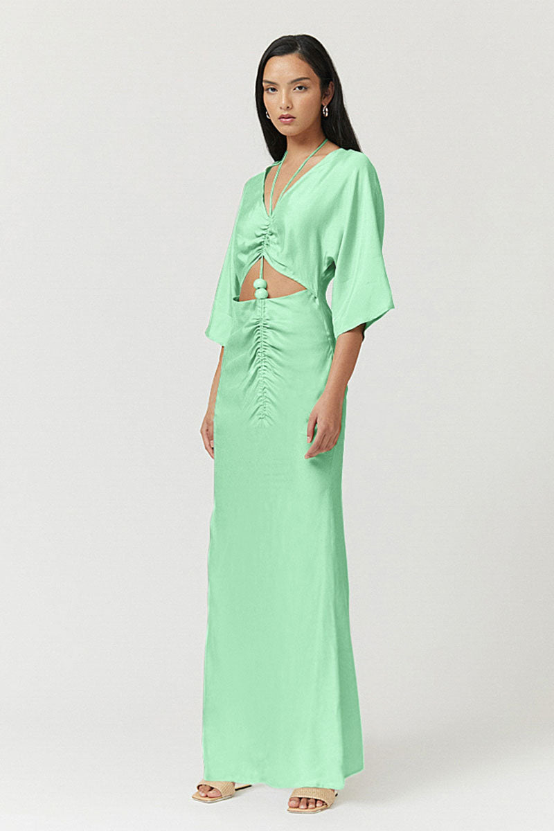 Halley Rouched Maxi Dress - Apple Green