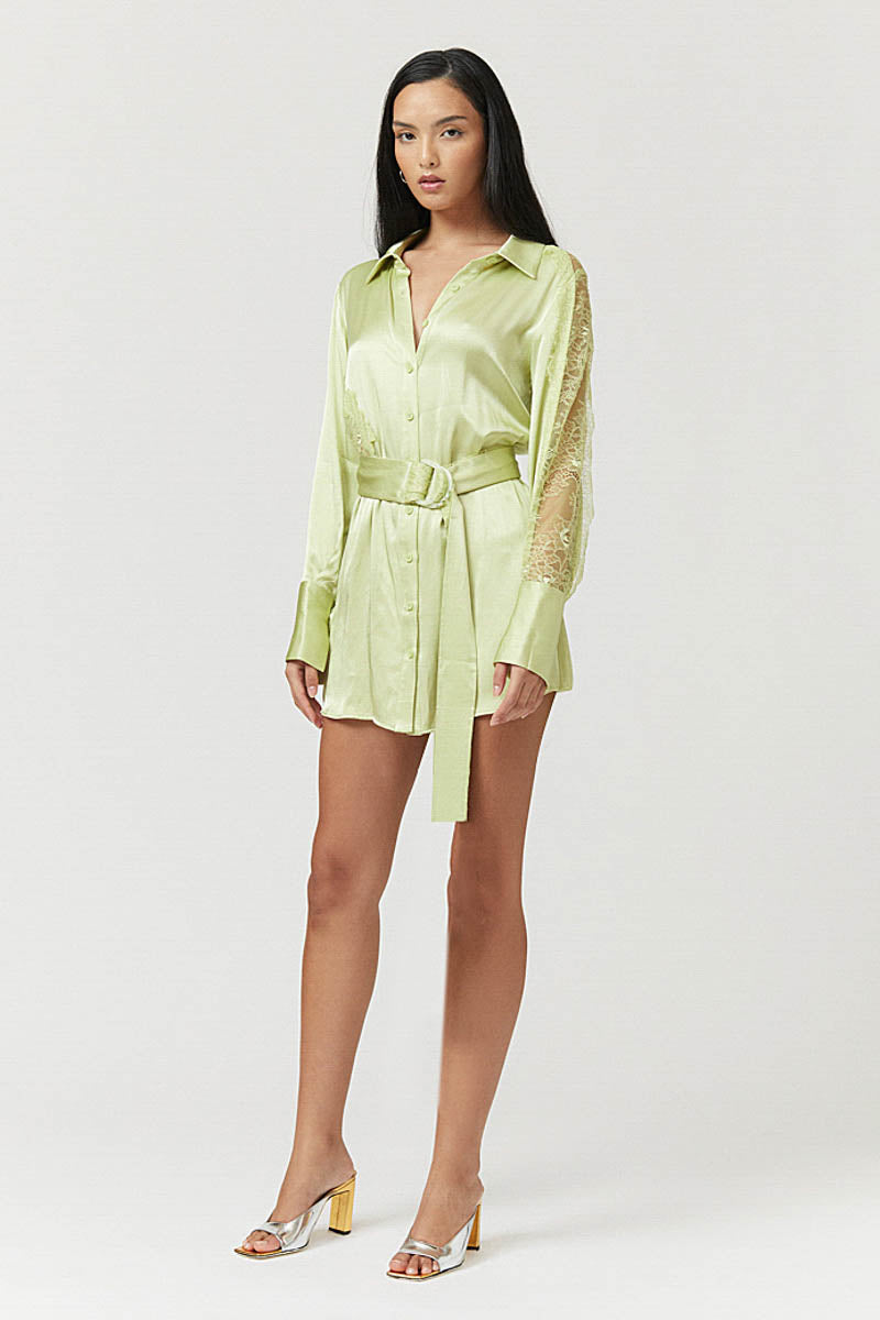 Nicky Mini Shirt Dress - Celery Green
