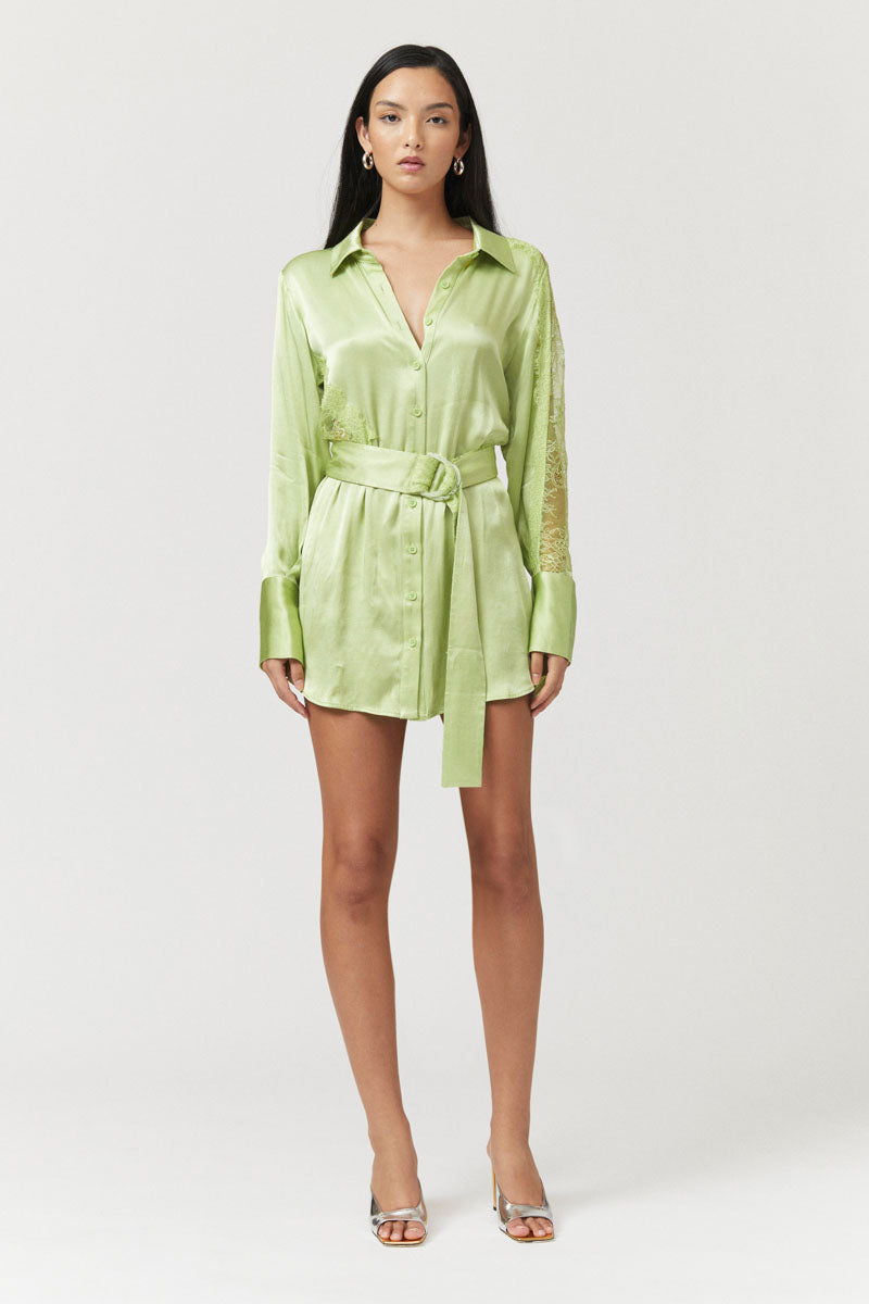 Nicky Mini Shirt Dress - Celery Green