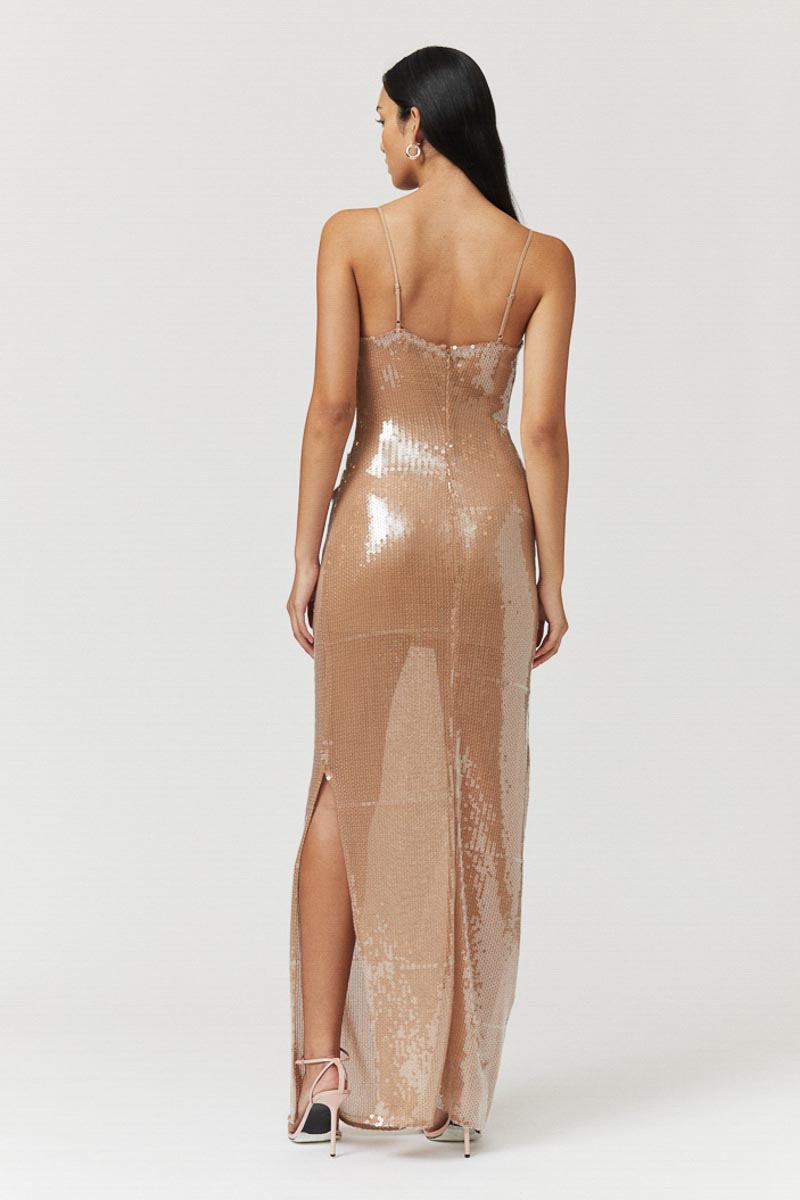 Frankie Strappy Sequin Maxi Dress - Nude