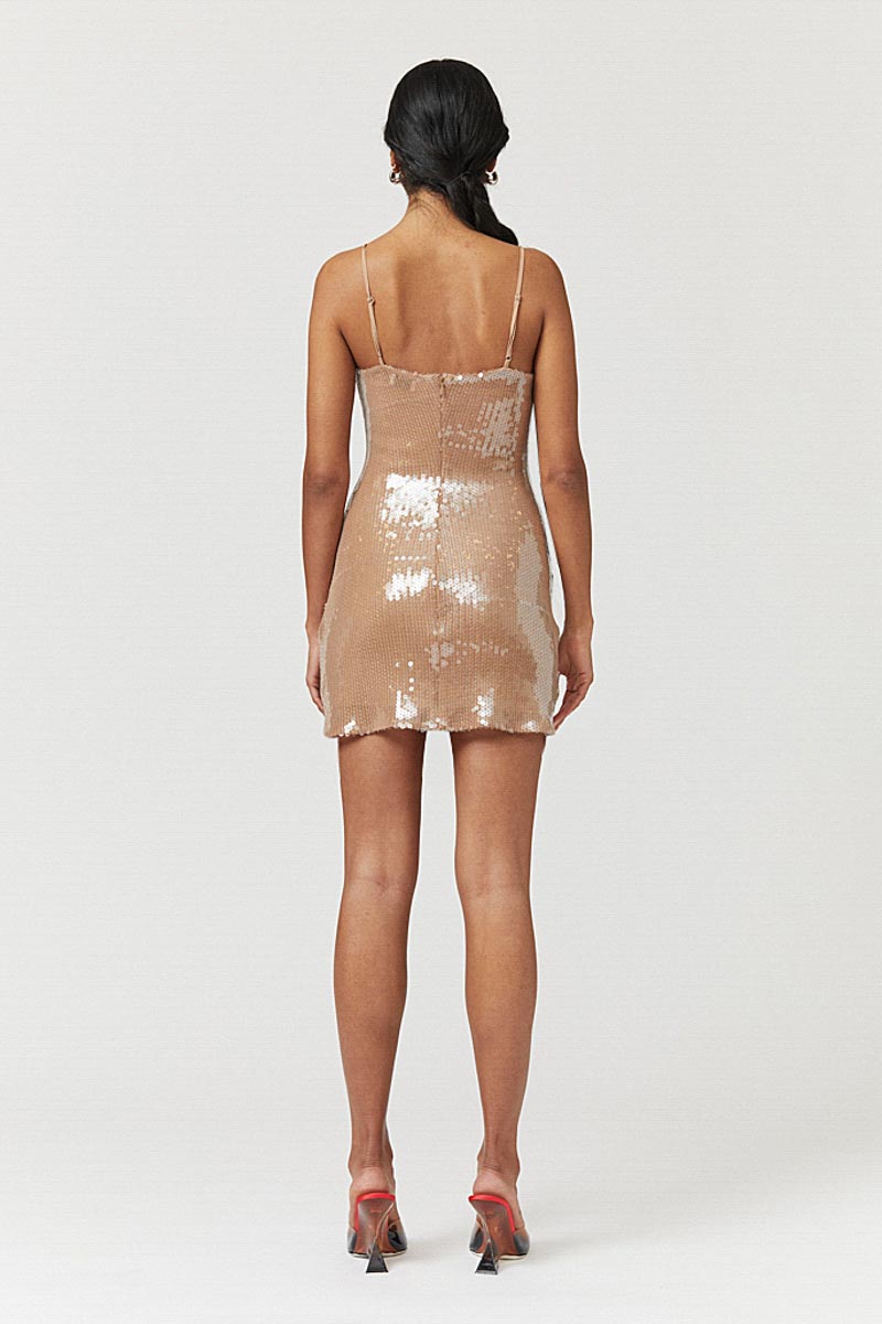Frankie Strappy Sequin Mini Dress - Nude