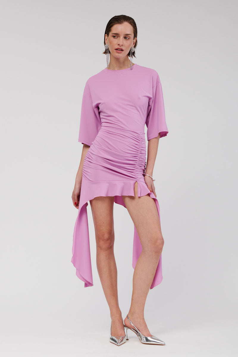 Lucia T-Shirt Ruched Mini Dress - Lilac