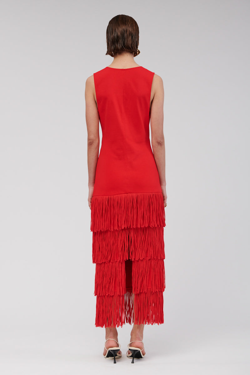 Carmen Sleeveless Fringe Hem Maxi