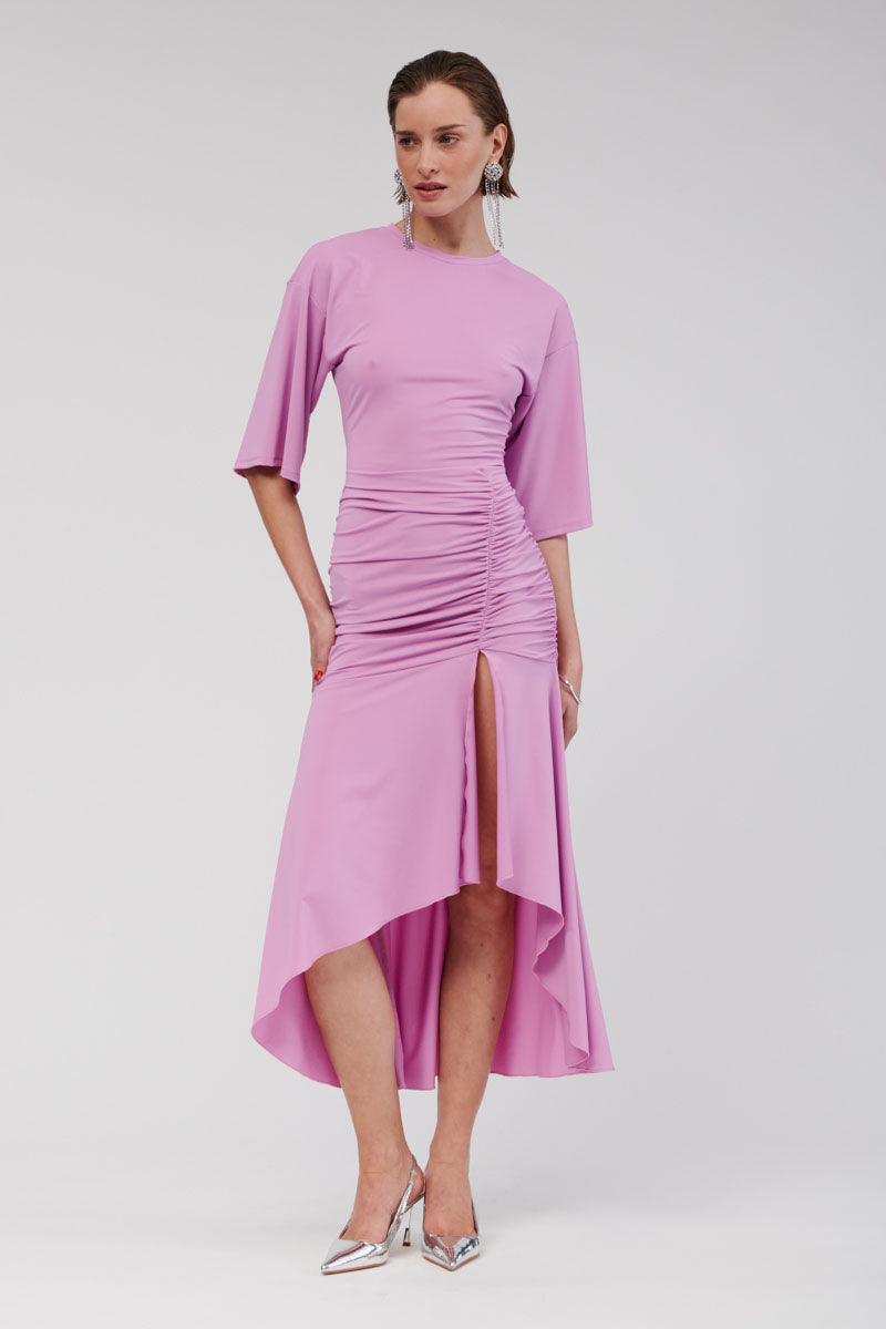 Lucia T-Shirt Ruched Maxi Dress - Lilac