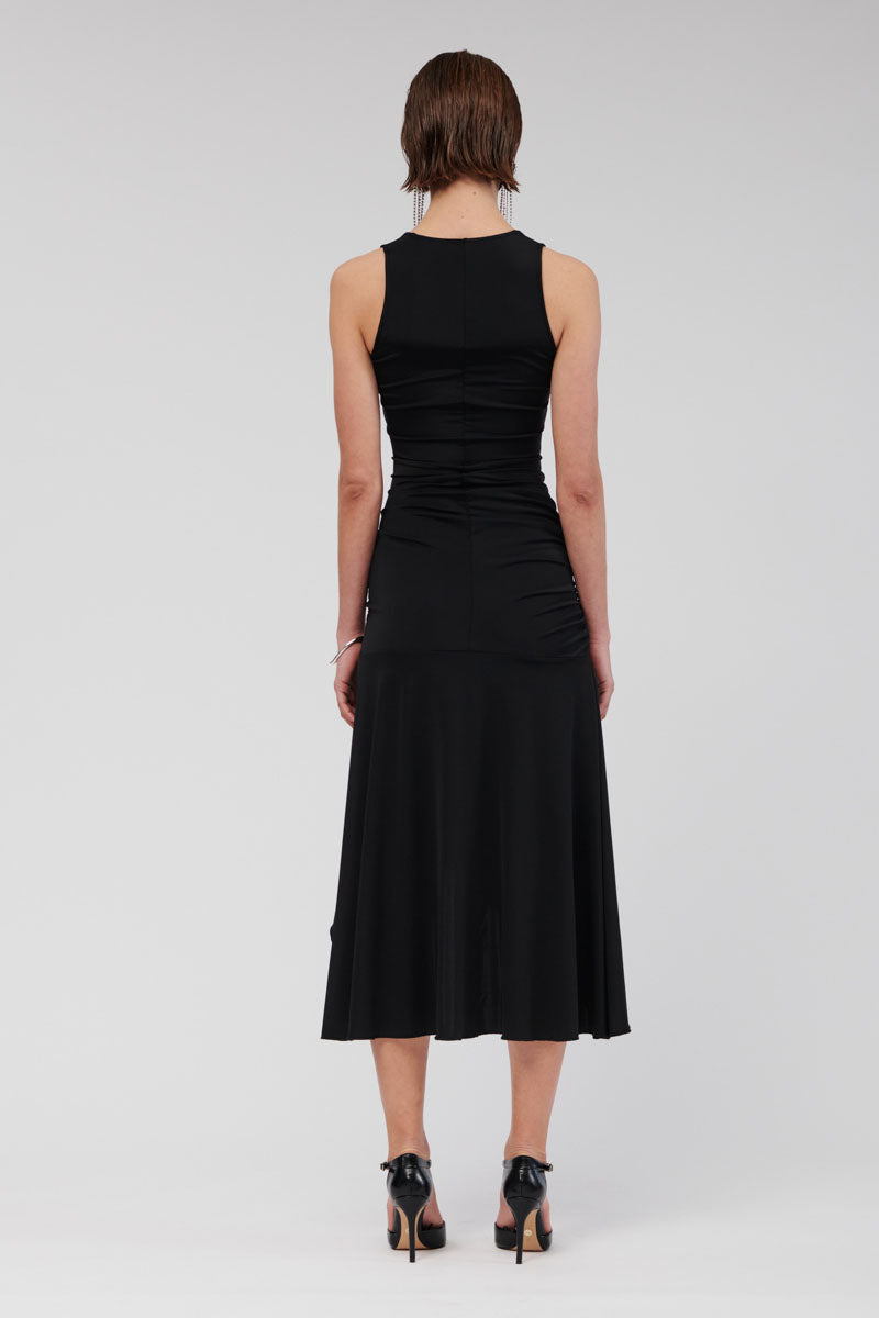 Lucia Sleeveless Rouched Maxi Dress - Black