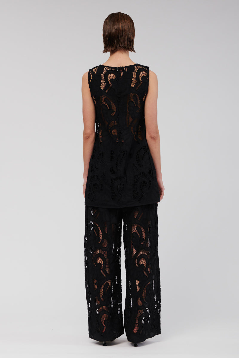 Florence Lace Wide Leg Pants - Black