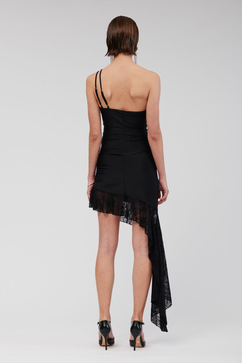 Cannes Lace Panel One Shoulder Mini Dress