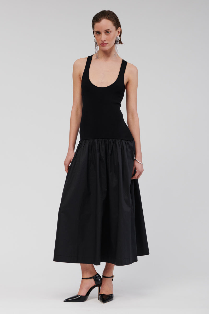 Naples Drop Waist Midi Dress - Black