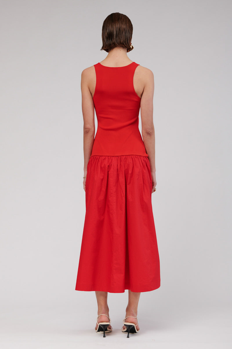 Naples Dropwaist Midi Dress - Red