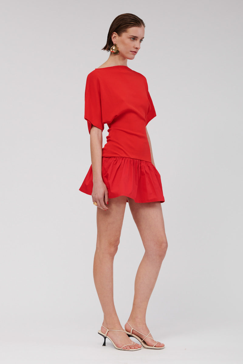 Naples Drop Waist Mini Dress - Red