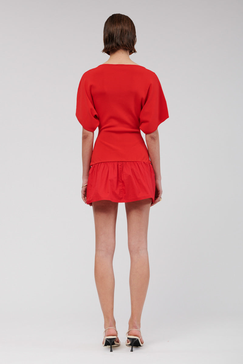 Naples Drop Waist Mini Dress - Red