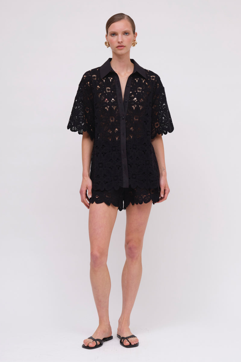 Rocky Embroidery Crochet Shirt