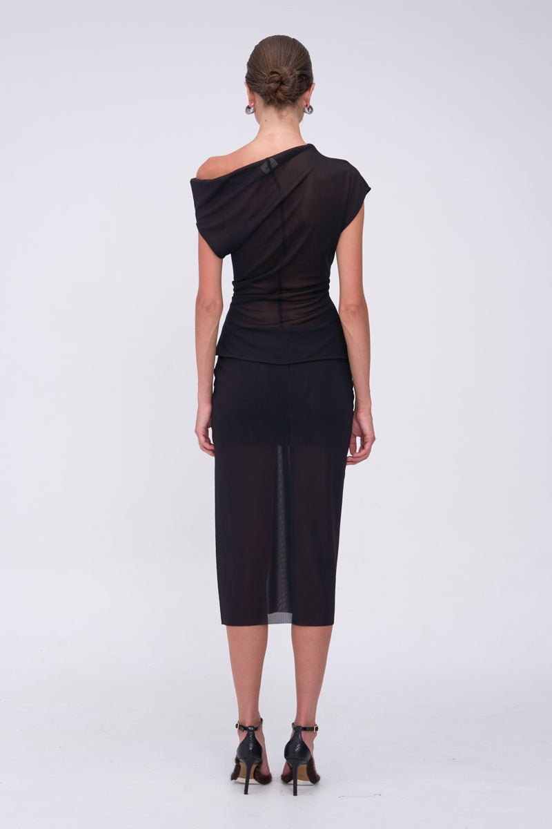 Jean Midi Skirt With Built In Mini Skirt