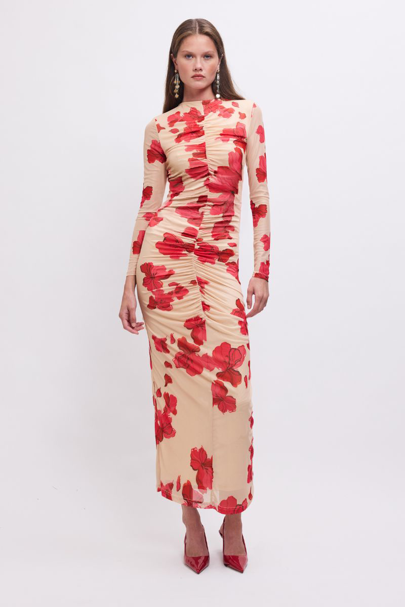 Suzie Floral Long-Sleeve Reversible Maxi Dress