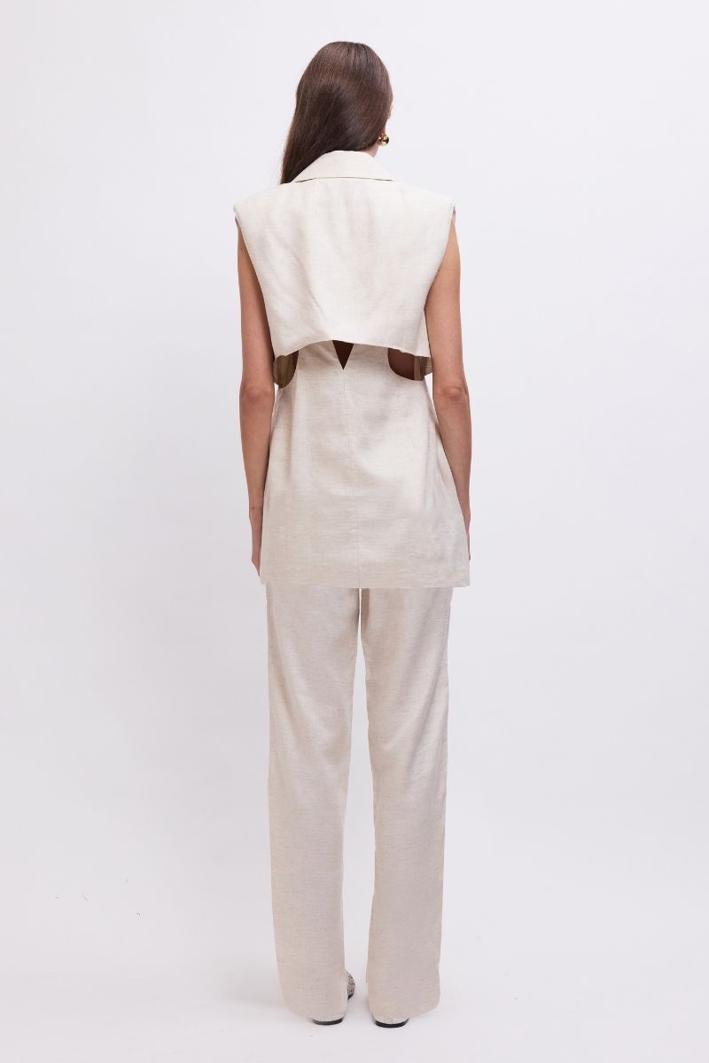 The Perfect Pant – Tailored Straight-Leg Ecru Linen Blend