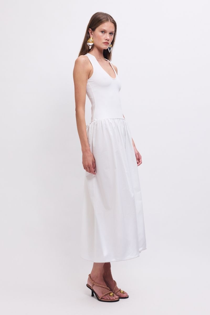 Naples Drop Waist Midi Dress - White