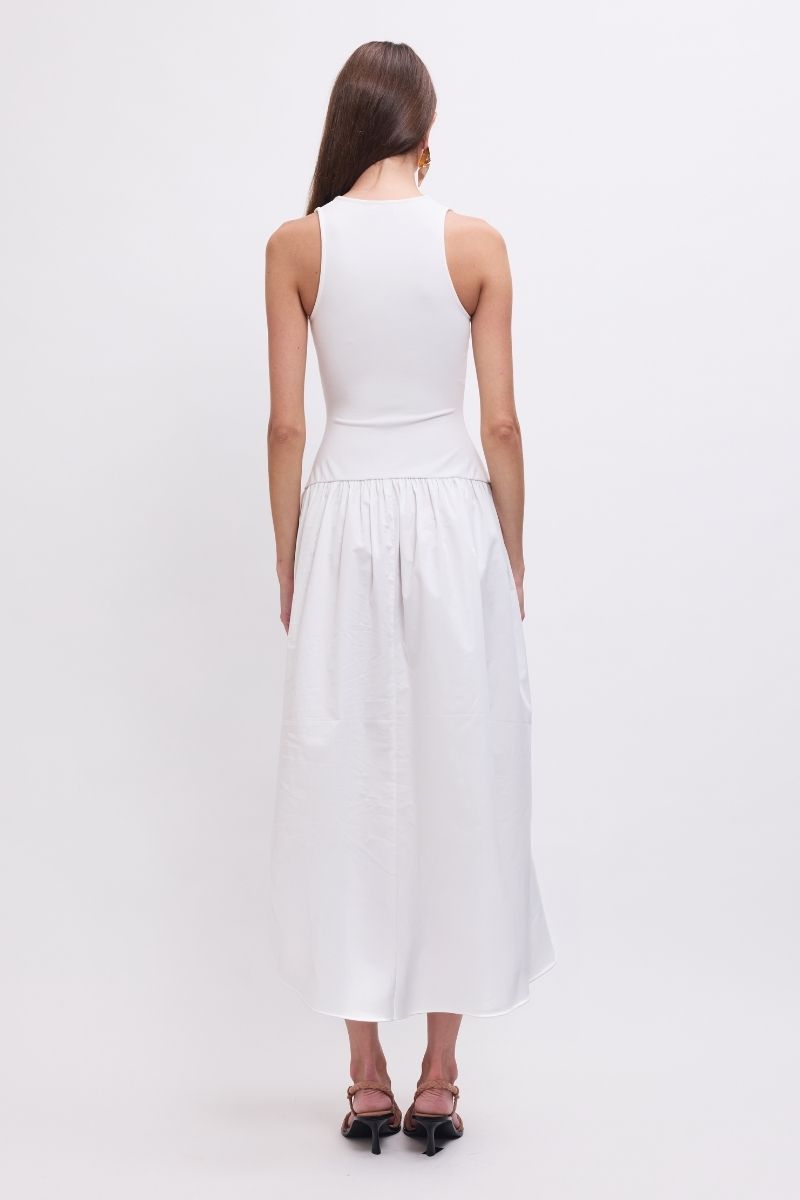Naples Drop Waist Midi Dress - White