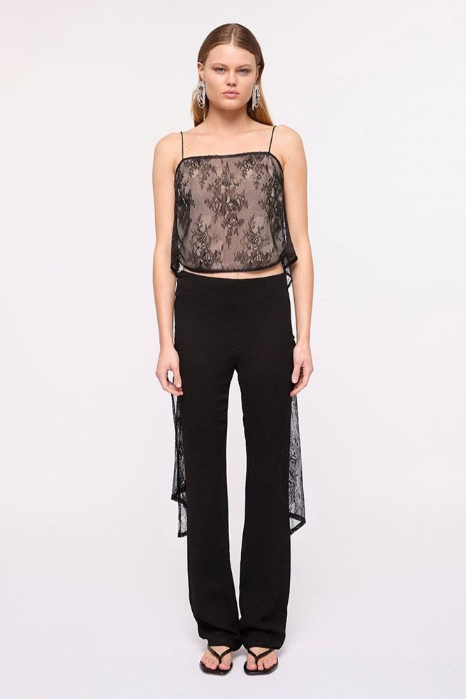 Georgie Lace Waterfall Top – Black