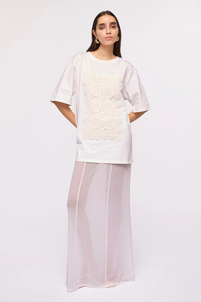 Willow Crochet Cotton Tee – White - Top - SUBOO AU