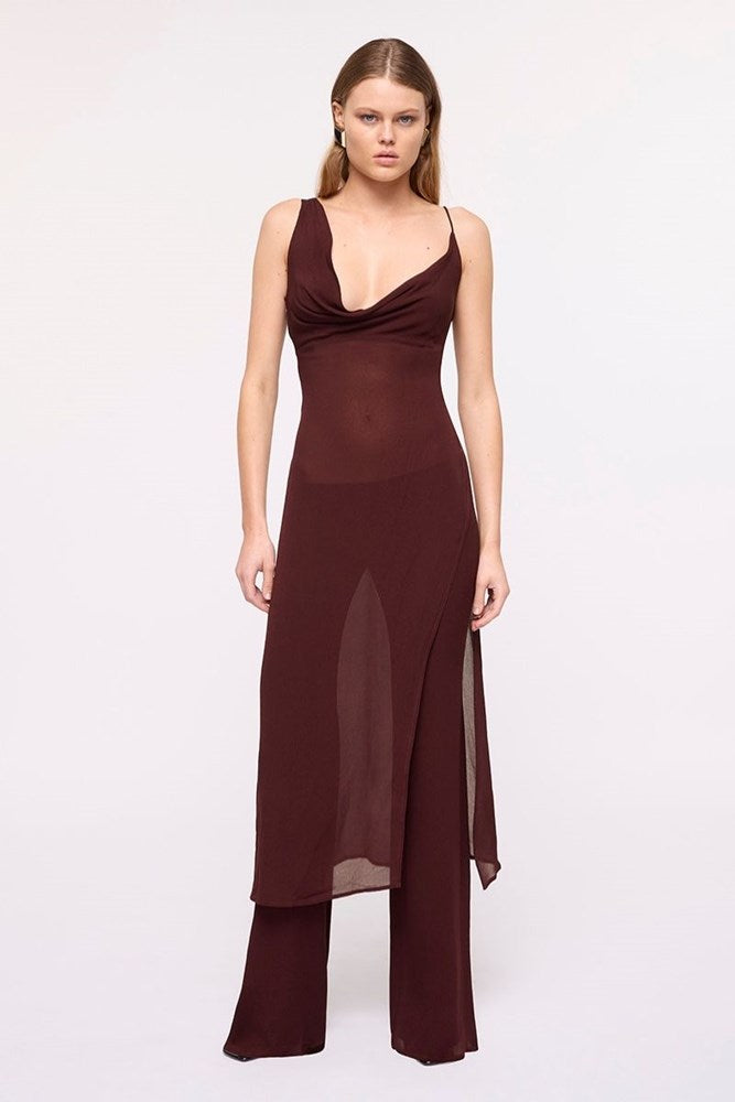 Olivia Midi Drape Overlay - Chocolate