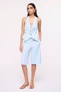 Nicole Linen Blend Halter Vest – Sky Blue