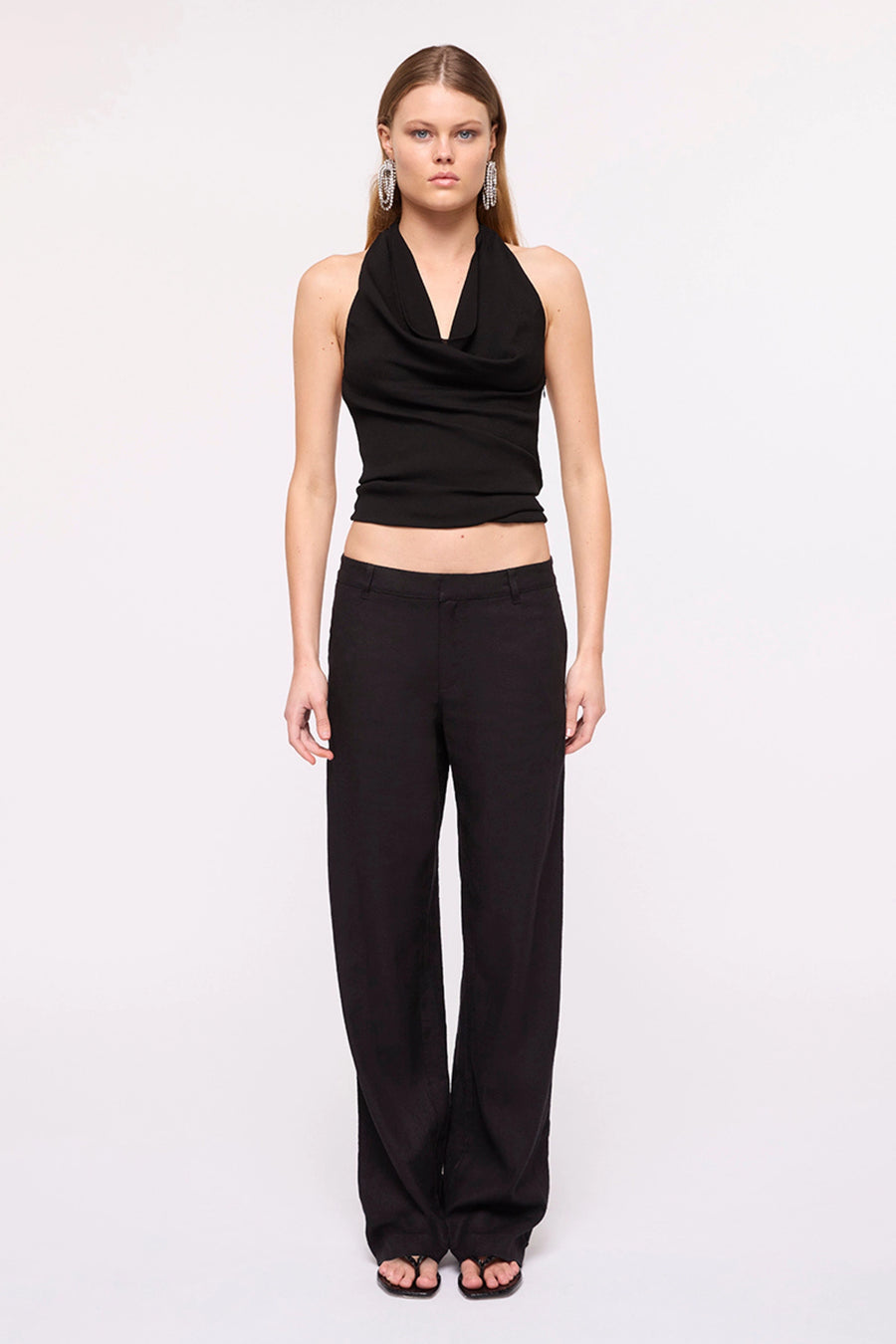 Aubrey Halter Crop Top - Black