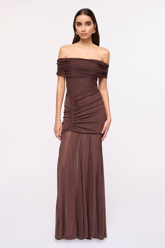 Phoenix Bustier Maxi Dress-Chocolate