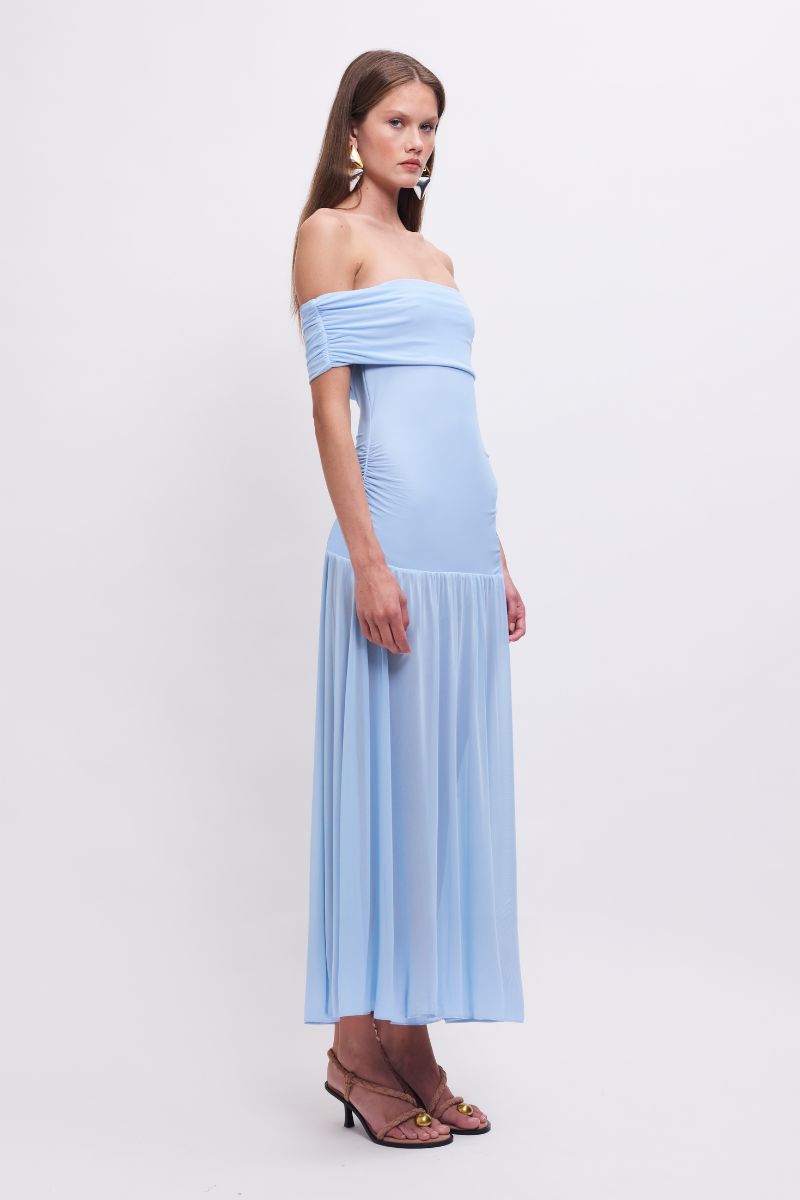 Christy Mesh Sheer Skirt Dress - Sky Blue