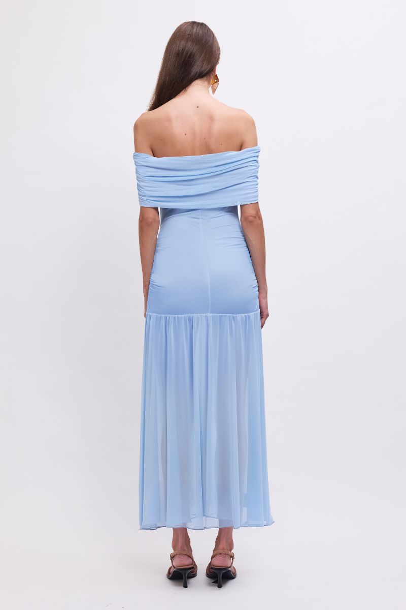 Christy Mesh Sheer Skirt Dress - Sky Blue