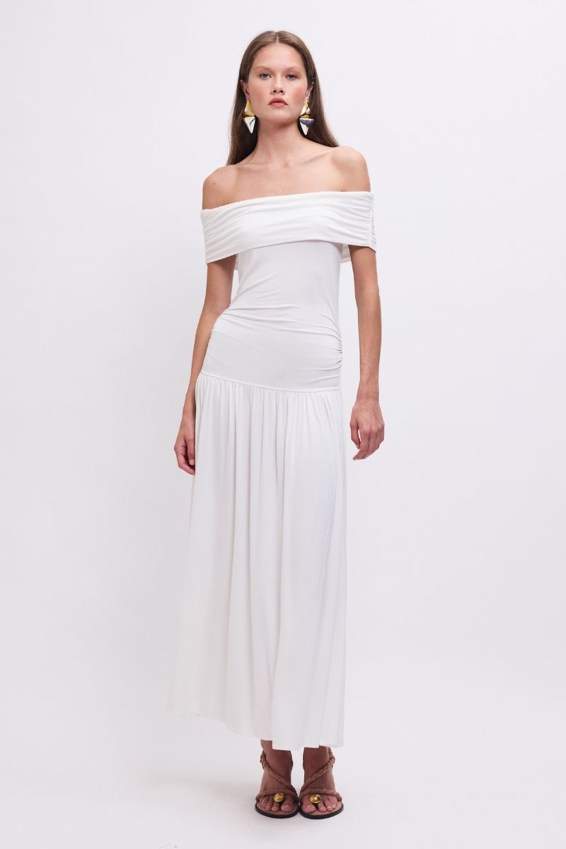 Christy Mesh Sheer Skirt Dress - White