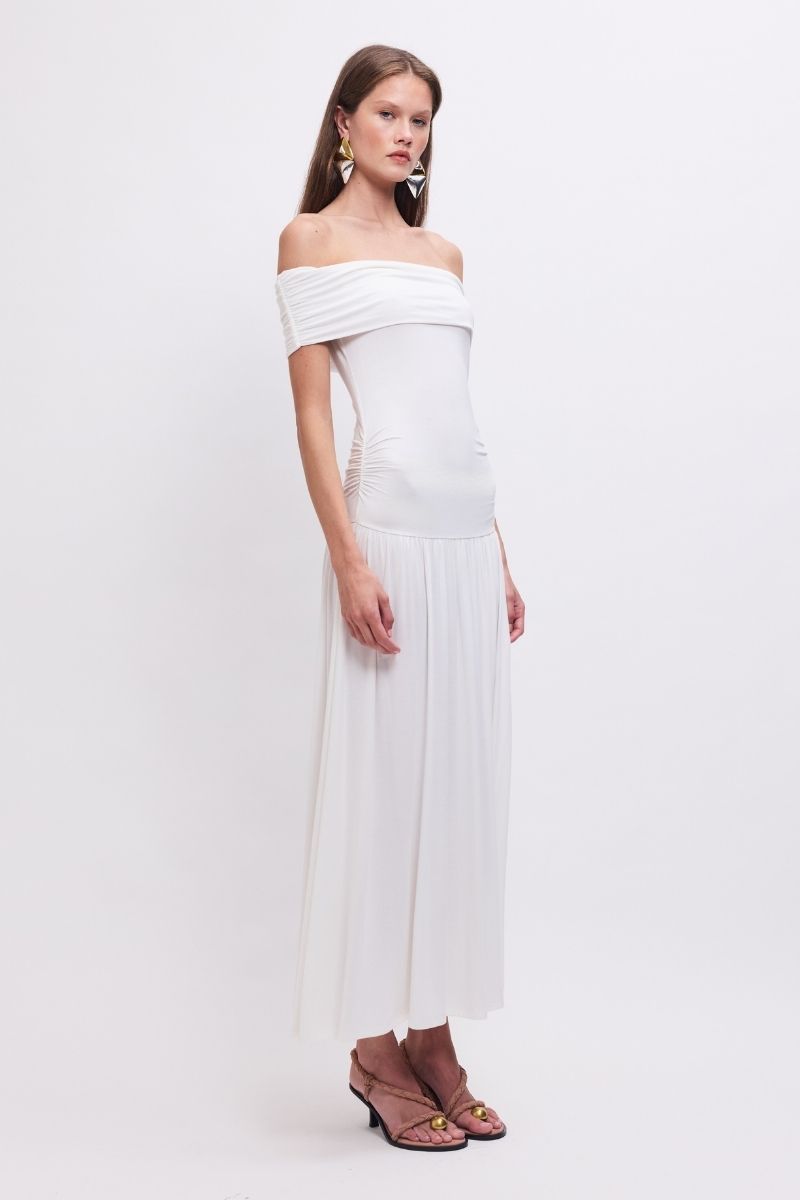 Christy Mesh Sheer Skirt Dress - White