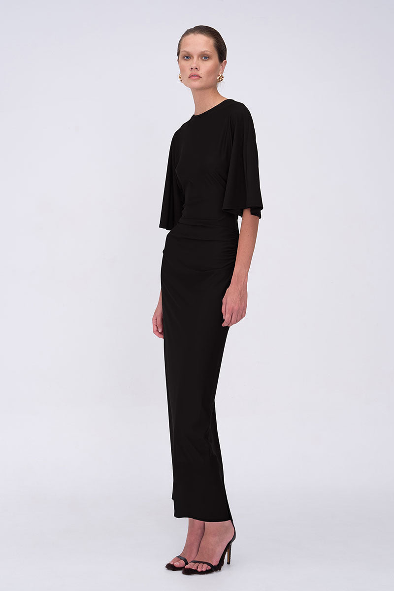 Ivy Cape Sleeve Maxi - Black