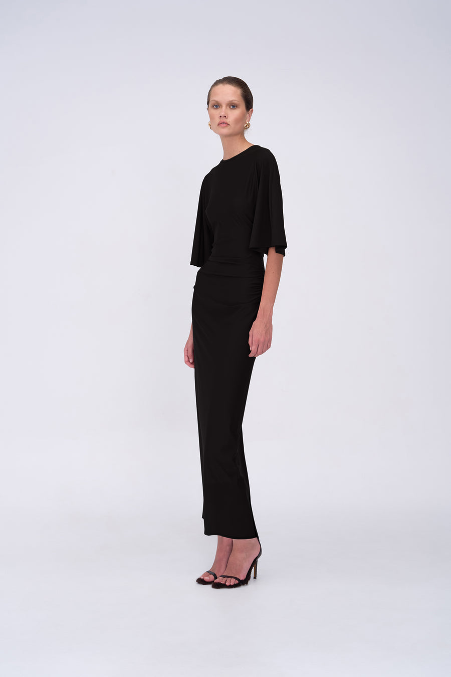 Ivy Cape Sleeve Maxi - Black