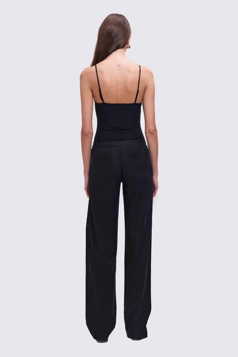 The Perfect Pant – Tailored Straight-Leg Black Linen Blend