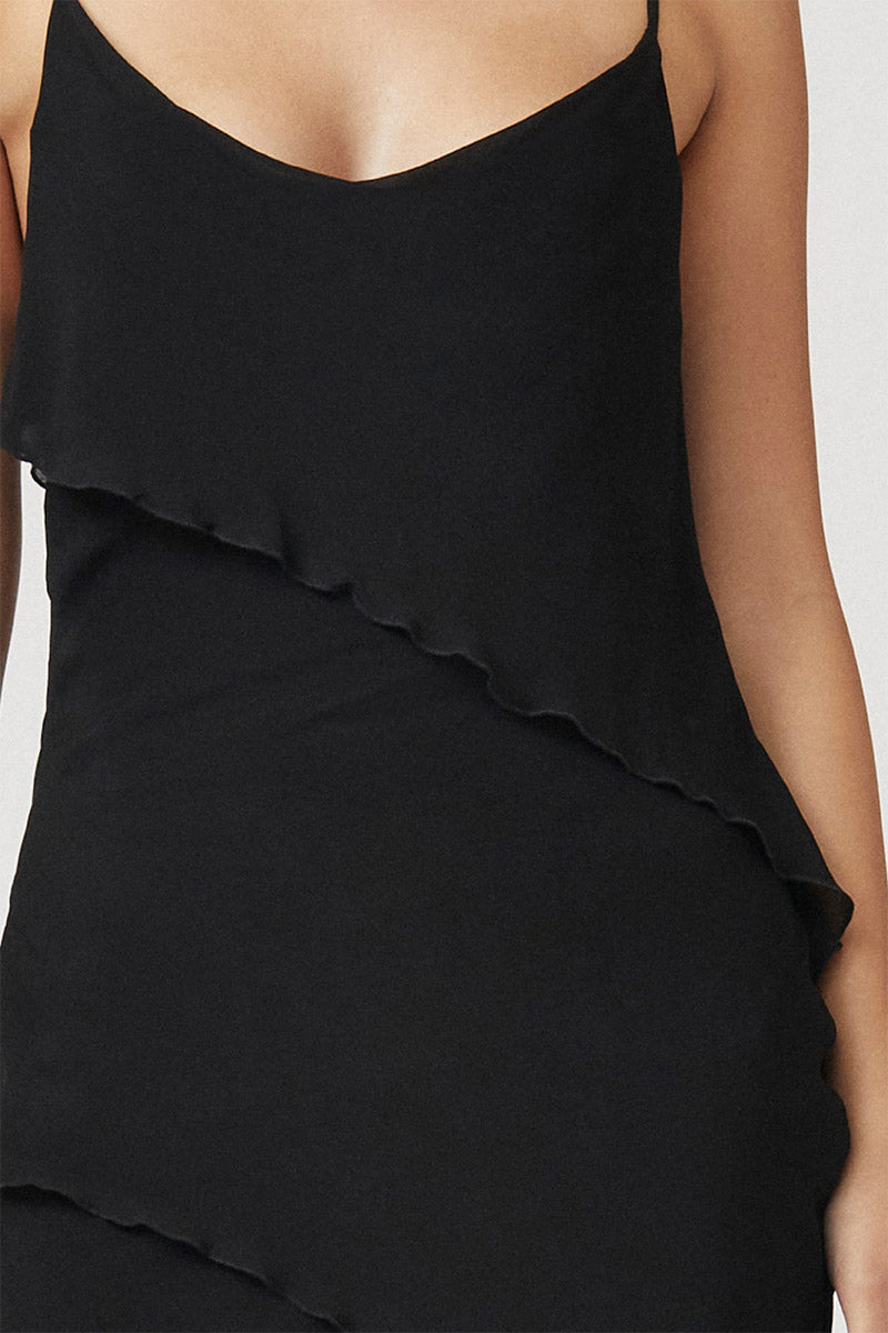 Tanya Strappy Cowl Neck Maxi Dress - Black