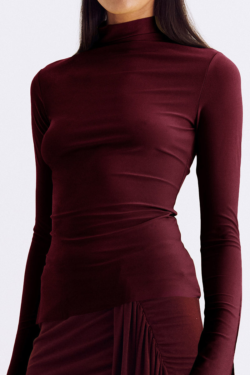 Theta Mock Neck Long Sleeve Top