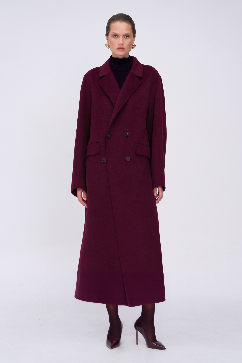 Bowie Brushed Coat - Bordeaux